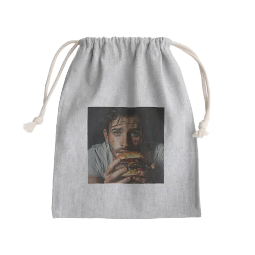 ハンバーガーと男　エンジェル717 2065 Mini Drawstring Bag