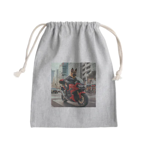 街角の犬ライダー Mini Drawstring Bag