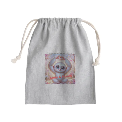 LOVE&PEACE　シロテナガザルくん Mini Drawstring Bag