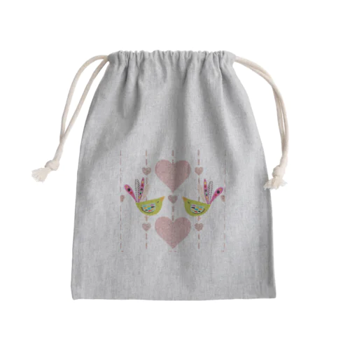 ラブラブなツインのことりちゃん Mini Drawstring Bag