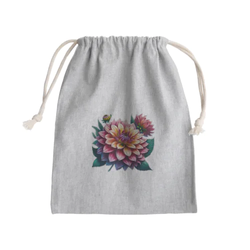 ふんわりした花「ダリア」 Mini Drawstring Bag