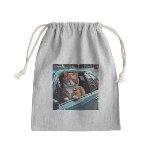 ドライブ中の猫 Mini Drawstring Bag
