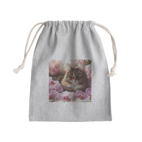 猫と胡蝶蘭 Mini Drawstring Bag