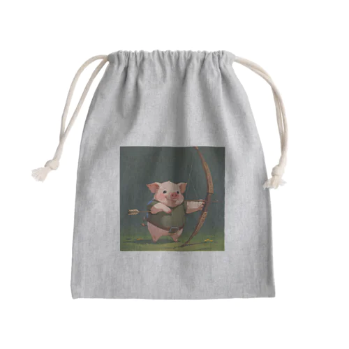 かわいいブタとアーチェリーを練習しよう Mini Drawstring Bag