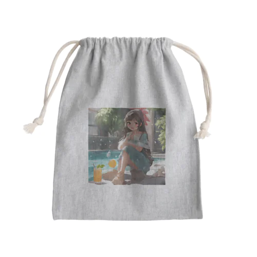 可愛い女の子　ふわふわ Mini Drawstring Bag