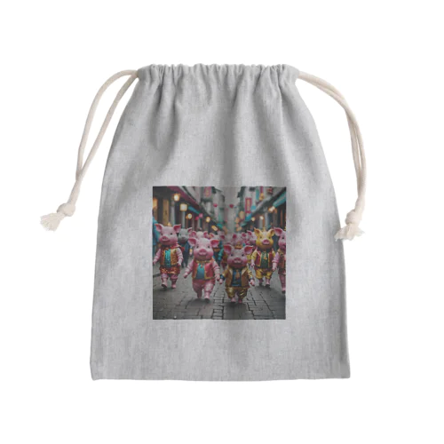 二足歩行の豚アイドル Mini Drawstring Bag