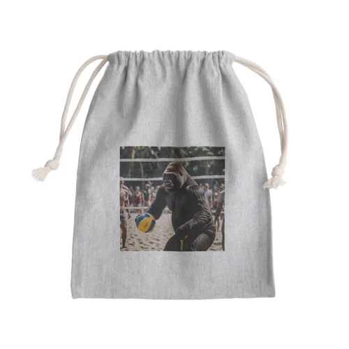 ビーチバレーしてるゴリラ Mini Drawstring Bag