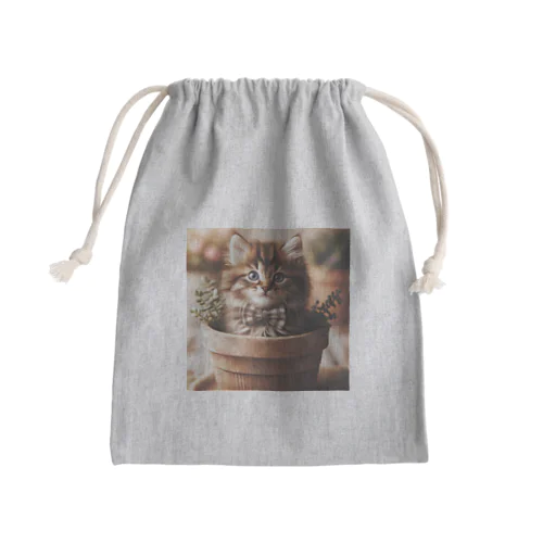 初めて作りました 猫さん Mini Drawstring Bag