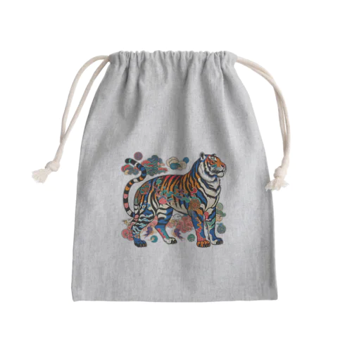 浮世絵風　虎（威風堂々）"Ukiyo-e Style: Majestic Tiger" "浮世绘风格：威风凛凛的虎" Mini Drawstring Bag