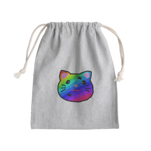 虹色のにゃんこ Mini Drawstring Bag