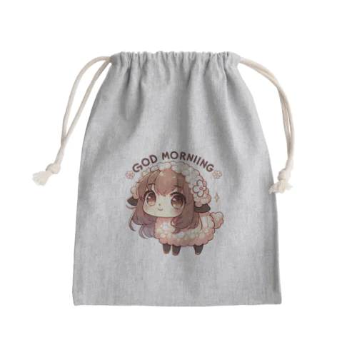 羊さん。かわいい動物が「おはよう」の挨拶 Mini Drawstring Bag