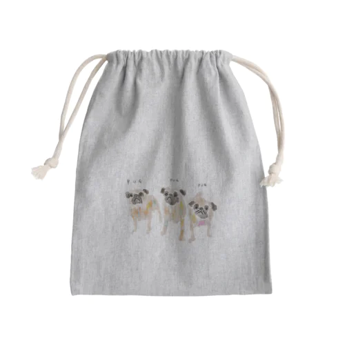 pug pug pug Mini Drawstring Bag