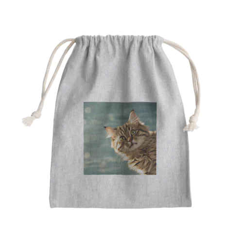 ちらりキャット Mini Drawstring Bag