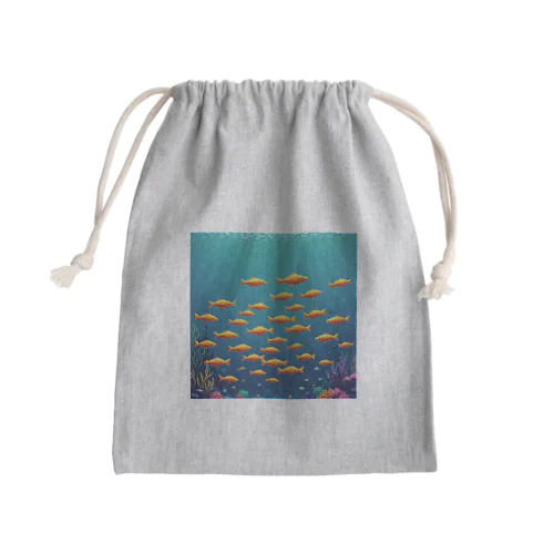 海中を泳ぐ魚のひれ Mini Drawstring Bag