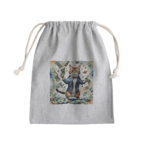 猫社長 Mini Drawstring Bag