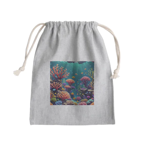 ローポリ風サンゴ Mini Drawstring Bag