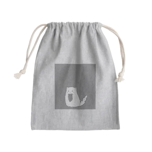 たい(やき)をつけたラグ【グレー】 Mini Drawstring Bag