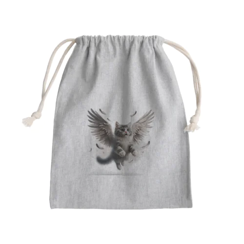 空飛ぶ猫リアル風3 Mini Drawstring Bag