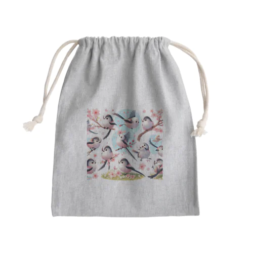 雪の精霊シマエナガのキャラクターグッズ Mini Drawstring Bag