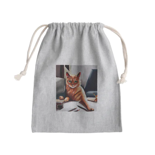 お仕事猫「ブライ」 Mini Drawstring Bag