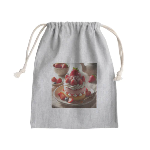 いちごケーキ 丸型 Mini Drawstring Bag