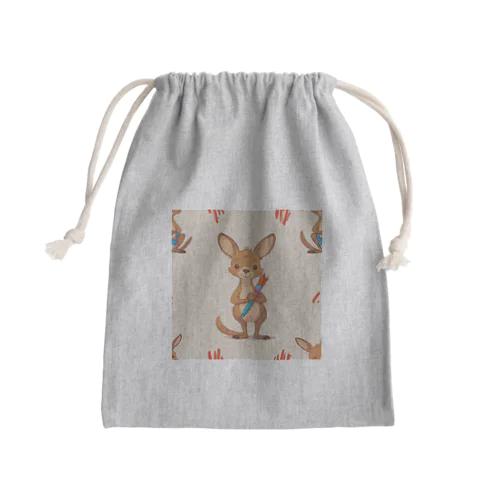かわいいカンガルーとおもちゃのペイントブラシ Mini Drawstring Bag