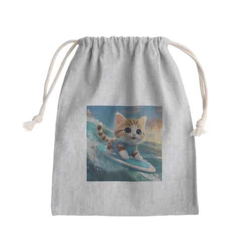 猫とサーフィン Mini Drawstring Bag