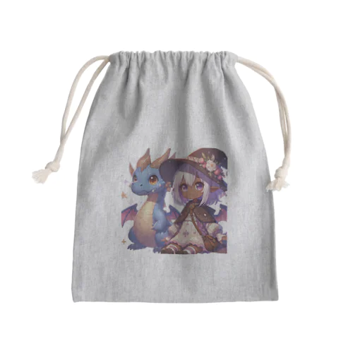 ドラゴンと可愛い女の子3 Mini Drawstring Bag