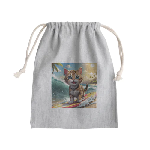 猫サーファー Mini Drawstring Bag