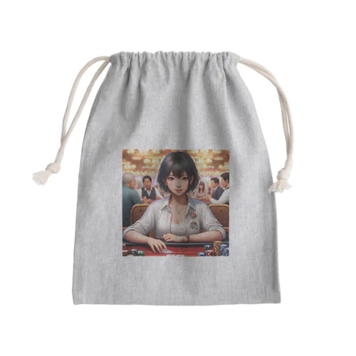 ポーカーをする女の子 Mini Drawstring Bag