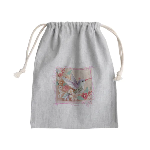 パステルカラーのハチドリ💞 Mini Drawstring Bag