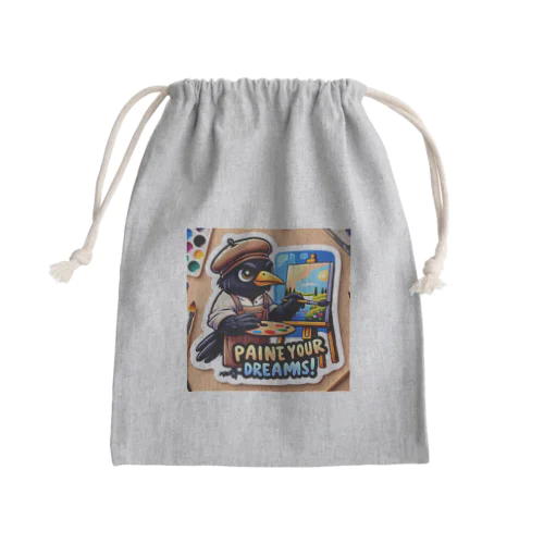 知識豊富な黒いハイカラなカラス Mini Drawstring Bag