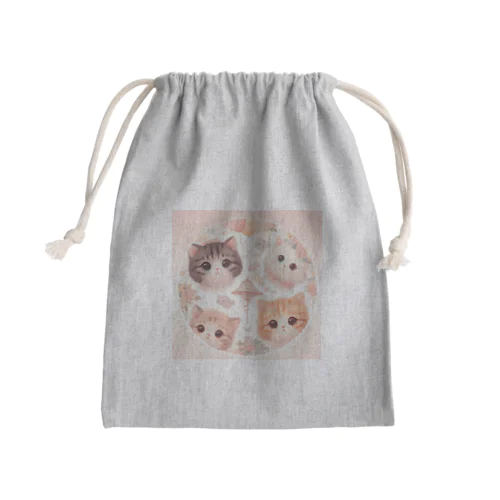 かわいい子猫たちに見つめられて Mini Drawstring Bag