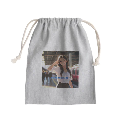 朝駅で出会う素敵な女神 Mini Drawstring Bag