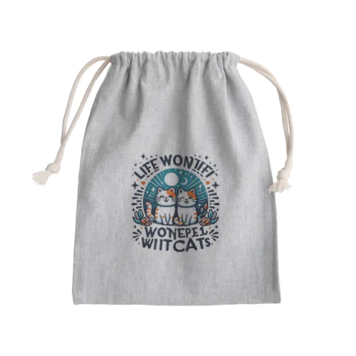 猫がいる生活を楽しもう❗ Mini Drawstring Bag