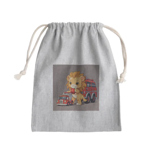 可愛いライオンとおもちゃの消防車 Mini Drawstring Bag