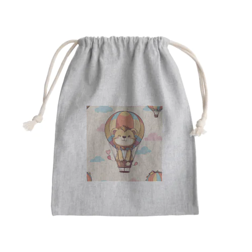 おもちゃの熱気球でかわいいライオンに会おう Mini Drawstring Bag