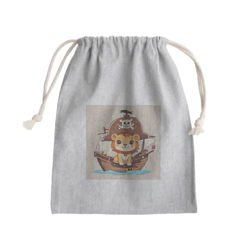 おもちゃの海賊船に乗ったかわいいライオン Mini Drawstring Bag