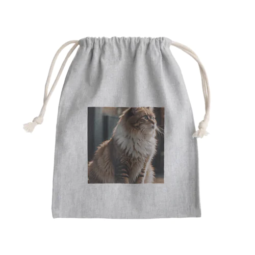 遊び疲れた猫のふわふわのしっぽ Mini Drawstring Bag