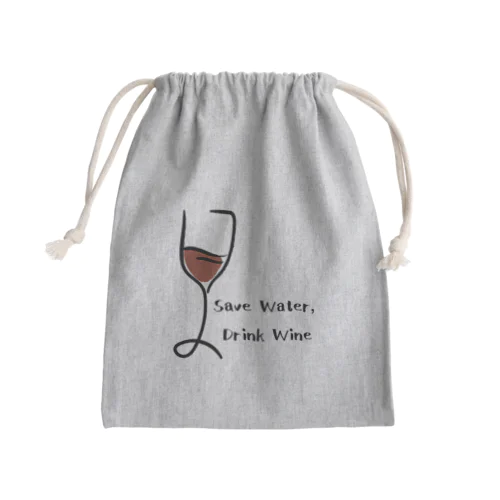 Save Water, Drink Wine Mini Drawstring Bag