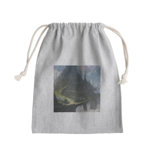 空想世界の天空に浮かぶ島国 Mini Drawstring Bag