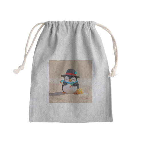 おもちゃの砂を使ったかわいいペンギン Mini Drawstring Bag