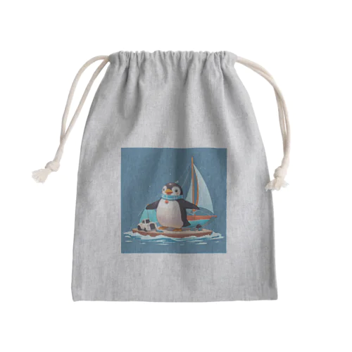 おもちゃのヨットでかわいいペンギンに出会おう Mini Drawstring Bag