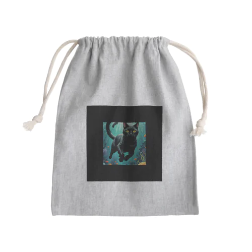 黒猫ダイビング Mini Drawstring Bag