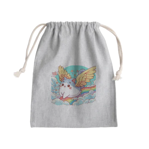 空飛ぶ猫アニメ風1 Mini Drawstring Bag