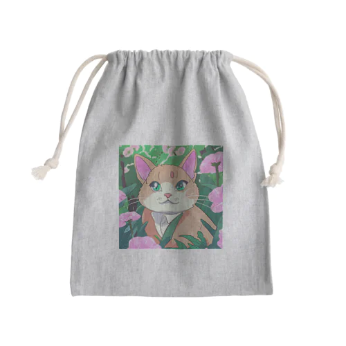 アニメ調・花畑の猫 Mini Drawstring Bag