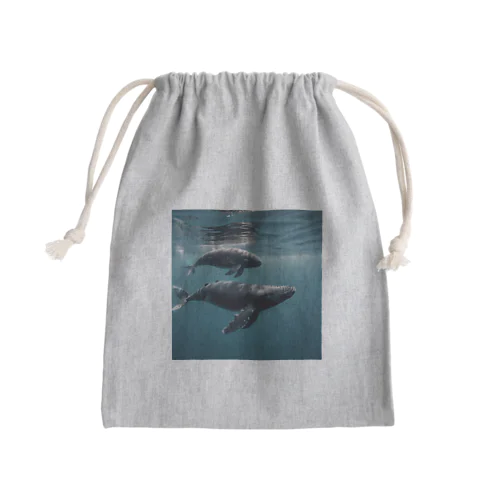 クジラの親子 Mini Drawstring Bag