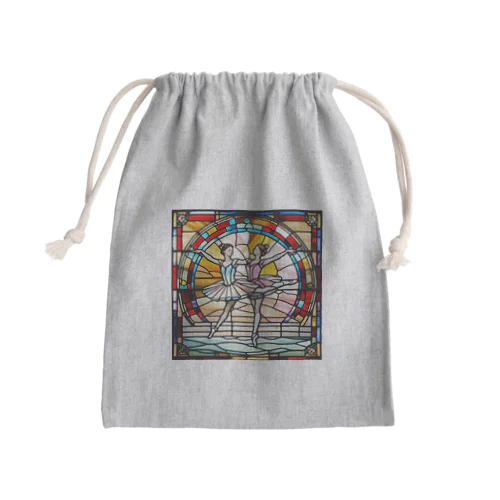 ステンドグラスに光るバレリーナ Mini Drawstring Bag