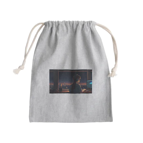 パソコン作業の女性 Mini Drawstring Bag