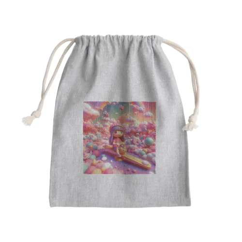 夕暮れ時のシーソー少女（３Dアニメ風） Mini Drawstring Bag